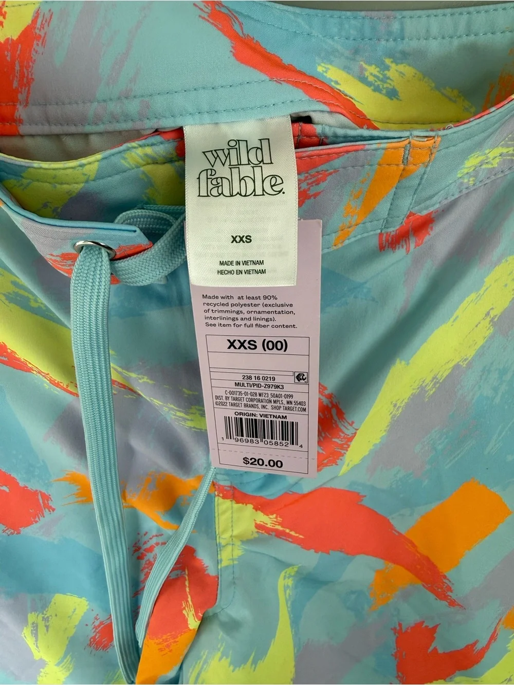 wild fable Light Blue Swim Shorts with Neon Brushstroke Print